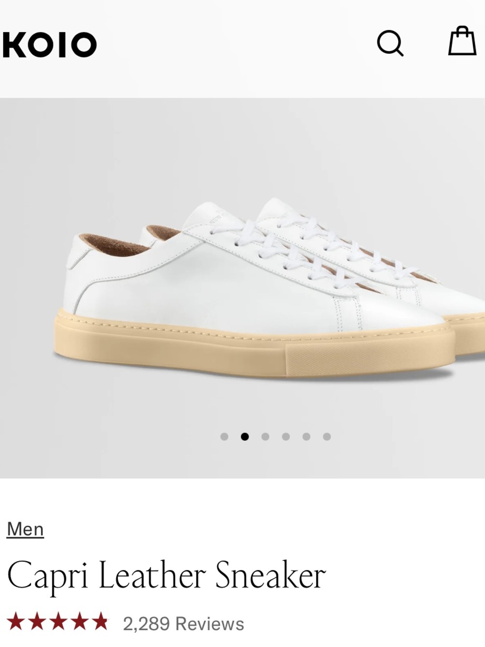 KOIO Capri Leather Sneakers — White with Light Gum Sole